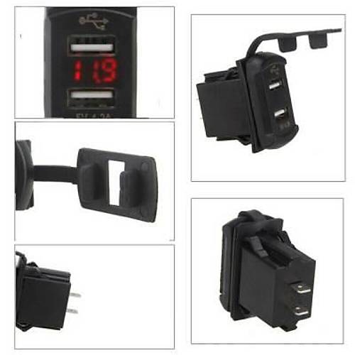 Ekranl� 5V 2.1A �ift ��k��l� USB �arj Mod�l� Mavi