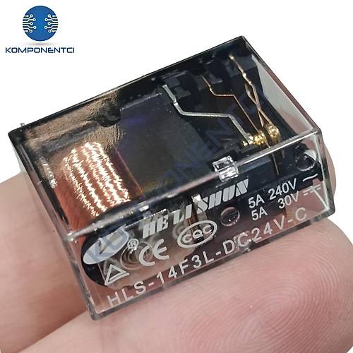 24V 5A �ift Kontak R�le - HLS-14F3L-DC24V-C
