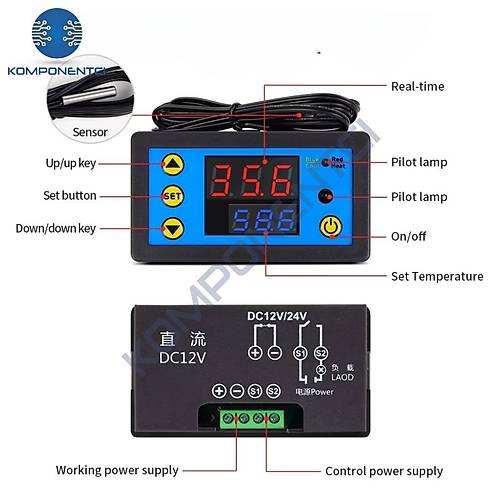 W3231 ZFX-W1608 DC12V Uzaktan Kumandal� Dijital Termostat