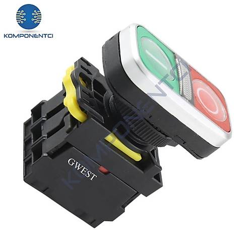 Gwest A5-11RD-24 K�rm�z� Ye�il Led I��kl� �kiz Buton 1NO+1NC 24V