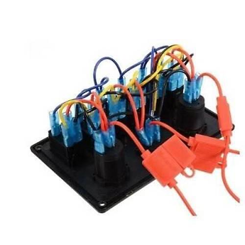 6'l� ON-OFF Ye�il I��kl� Anahtar Switch Panel 2x5V USB �akmakl�k ve Voltaj G�stergeli