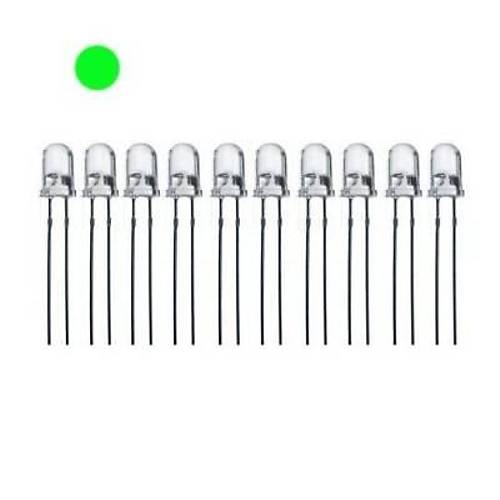 5mm Şeffaf Yeşil Led Paketi - 10 Adet | Komponentci