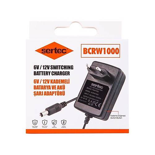 Sertec BCRW1000 6V/12V 1A Kademeli Batarya ve Ak� �arj Adapt�r�