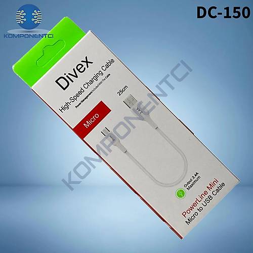 Divex 2.4A Micro USB to USB H�zl� �arj Kablosu 25cm DC-150