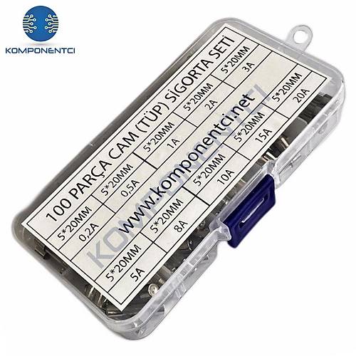100 Para 5x20mm Cam Sigorta Tp Sigorta Seti Plastik Kutulu