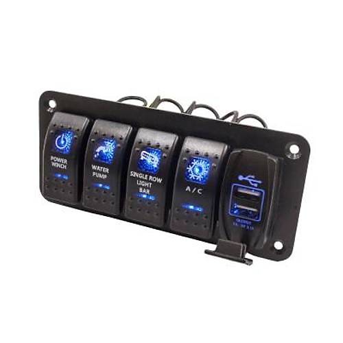 4'l� ON-OFF I��kl� Anahtar Switch Panel 2x 5V 3.1A USB