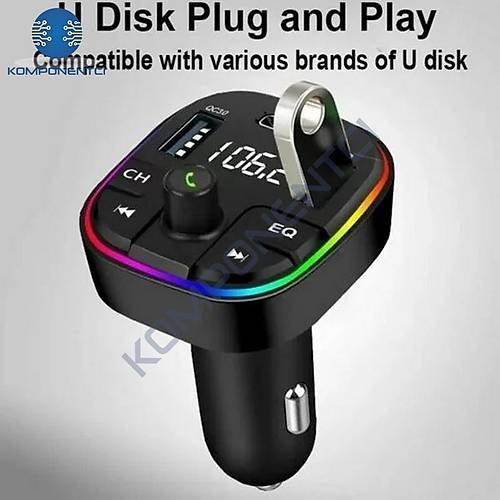 Divex Ara Fm Transmitter Bluetooth 3xUSB - Type-C -SD Kart akmaklk Girili DT-604