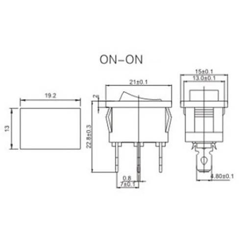 IC-121 Mini Iksz Anahtar On-Off 3P Siyah