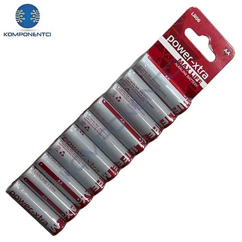 Power-Xtra MaxLife AA LR06 Alkalin Pil - 10'lu Blister | Komponentci