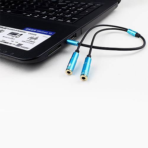 Stereo 3.5mm Kulaklk Ve Mikrofon oklayc Y Splitter Kablo