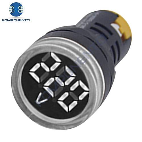 Gwest 22 VS-B 22mm AD-116 Serisi Beyaz Voltmetre 24-550V