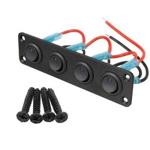 4'l� ON-OFF Mavi Nokta I��kl� Anahtar Switch Panel 12V-24V