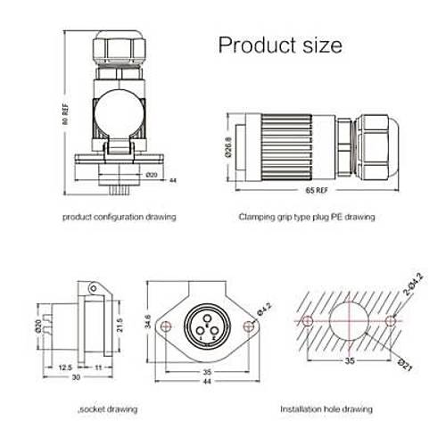 YA-20-C05PE-01-001 5-Pin Su Ge�irmez Konnekt�r - Erkek