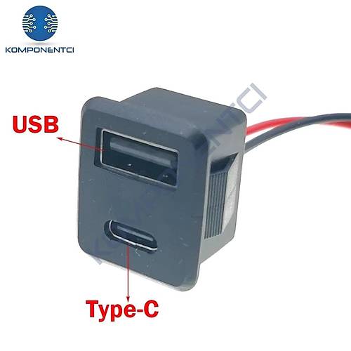 IC-266T-4 Pano Tip Kare Type-C + USB �arj Soketi