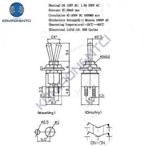 IC-138 Toggle Switch On-Off 5mm SMTS-202