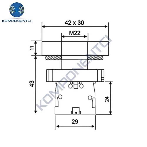 LAY5-EL8325 22mm �kiz Buton Ye�il K�rm�z�