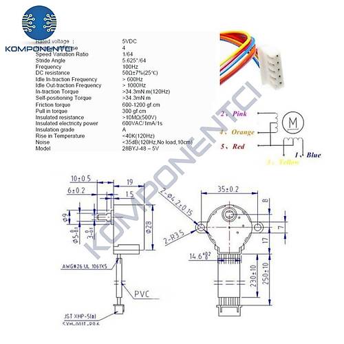 28BYJ-48 5V Red�kt�rl� Step Motor