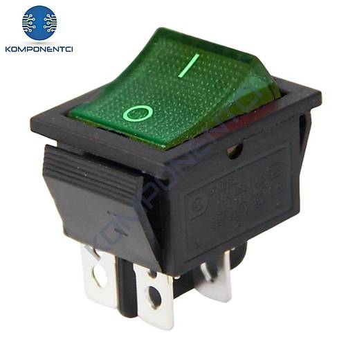 IC-104 Geni� I��kl� Anahtar On Off Switch 4P Ye�il