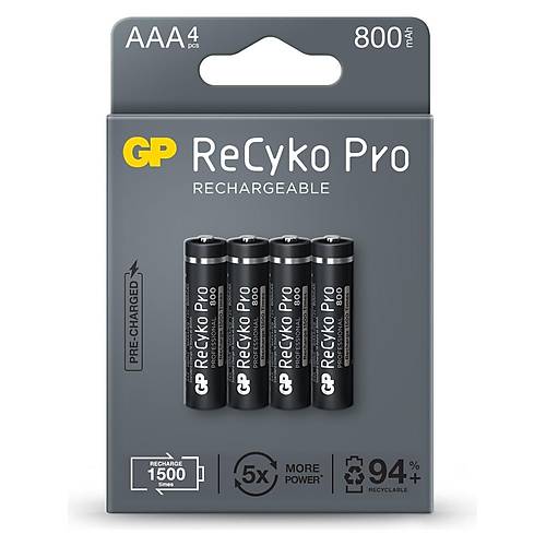 GP Recyko 850 Serisi Pro Siyah AAA �arjl� Pil 4'l�