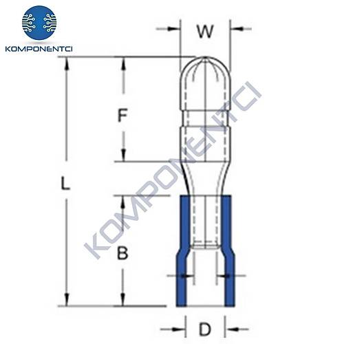 TBE-1040 0.5-1.5mm2 zoleli Soket Tipi Erkek Terminal Kablo Ucu Krmz 100 Adet