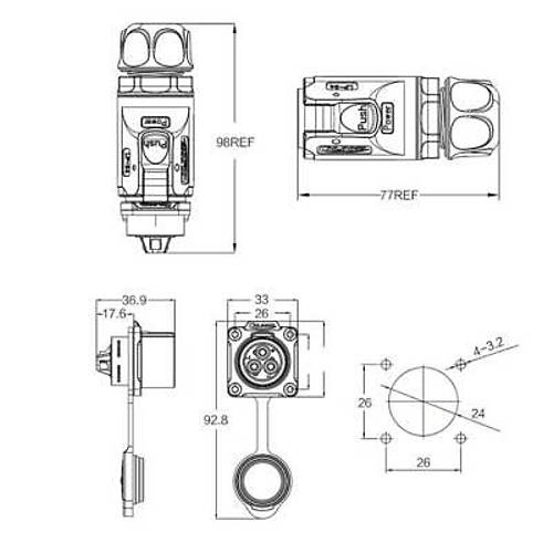 LP-24-C03SX-03-401 3-Pin Su Ge�irmez Konnekt�r - Erkek