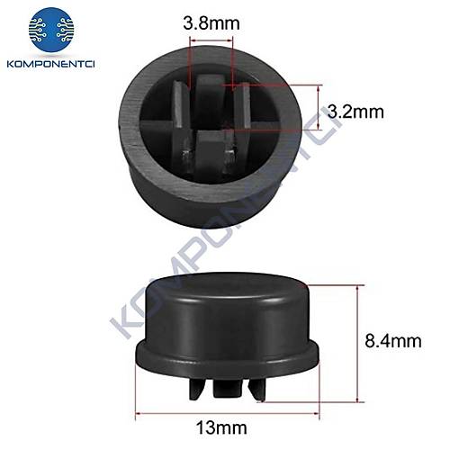 12x12mm Yuvarlak Tact Switch Kapak Push Buton Kapa Siyah