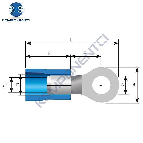 TRM TYU - 601 0.5-1.5mm�  d2:6.5mm Kesit �zoleli Yuvarlak Kablo Ucu (200 Adet)