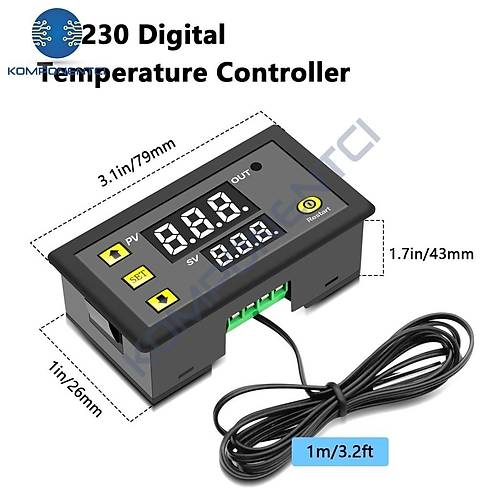 W3230 24V DC R�le ��k��l� Dijital Termostat S�cakl�k Kontrol Cihaz�