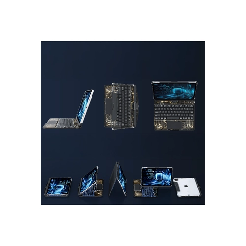 Newface JP12.9 iPad Pro 12.9 (2022) K�l�f Vales D�nen Ledli Klavyeli Tablet K�l�f� - Siyah