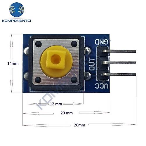 12x12mm Push Buton Switch Modl Yeil Kapak 1 Adet