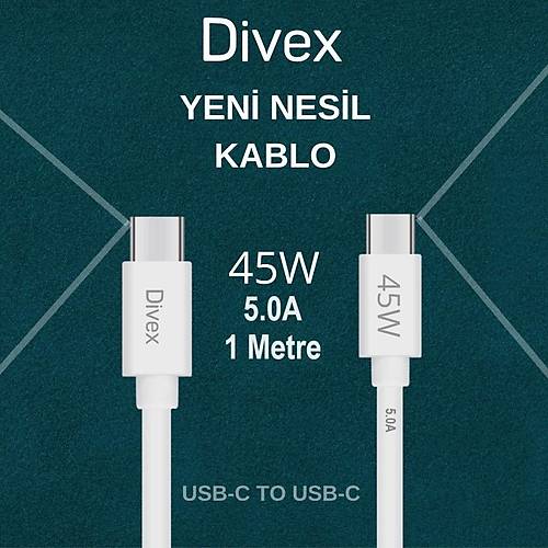 Divex 5.0A 45W Type-C - USB-C Hızlı Şarj Data Kablosu