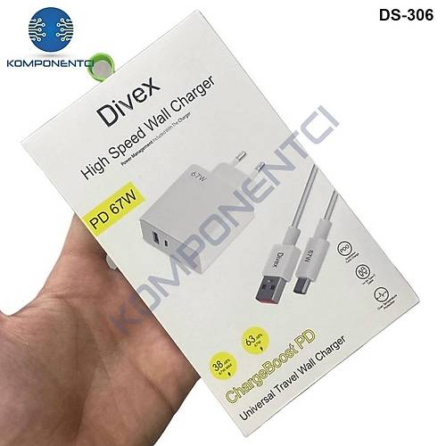 Divex 67W Type-C ( USB-C ) + USB Yksek Hzl arj Aleti DS-306