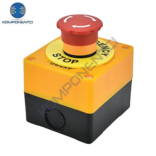 Gwest LAY2-KSE542 Tekli Sar�-Siyah Mantar Acil Stop Buton Kutusu