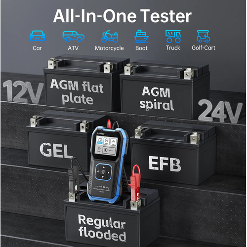 FNIRSI BTM-24 12V/24V Dijital Ak� Test Cihaz� (0-2000 CCA, Mar� ve �arj Testi)