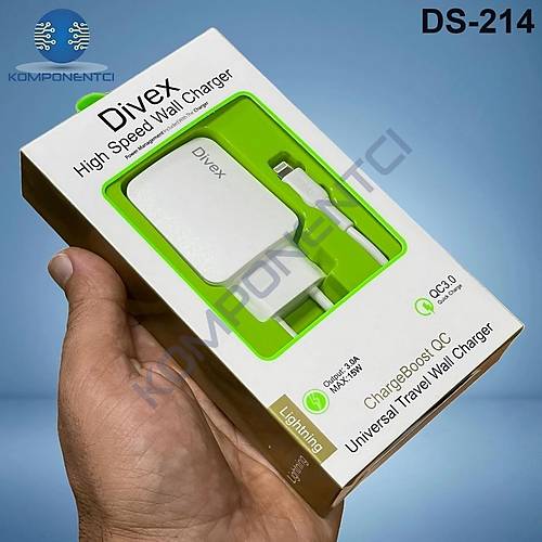 Divex Apple-Iphone Uyumlu 3.0A Adaptr ve arj Kablosu Seti DS-214