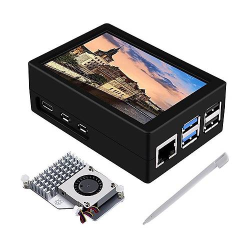 Raspberry Pi 5 3,5 inch 320x480 Ekran ve Muhafaza Kutusu - Aktif So�utucu Dahil