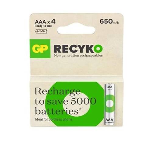 GP ReCyko 650 Serisi �arjl� AAA �nce Kalem Pil 4'l�