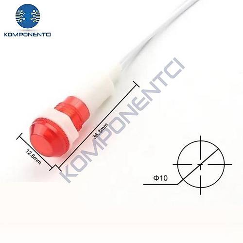 IC-227 10mm Sinyal Lambas� Plastik Kablolu 220V K�rm�z�