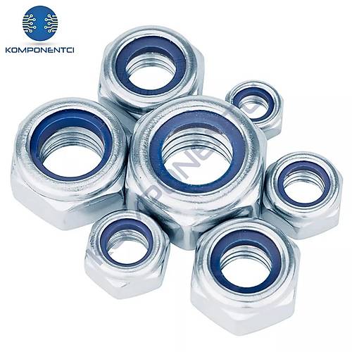 M10 Fiberli Somun �elik Beyaz Kaplamal� 6 Kalite DIN985