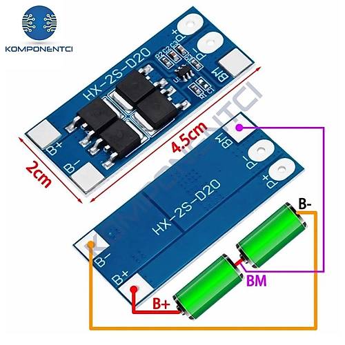 2S 13A BMS 18650 Lityum Pil arj Koruma Devresi