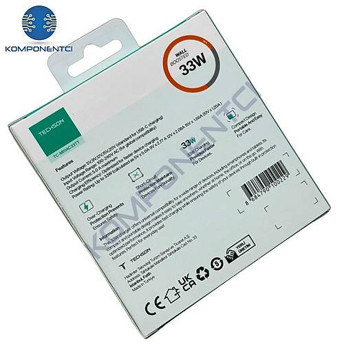 TECHSON 33W Type-C + USB �arj Adapt�r� Kablo Seti MI11AC33TT