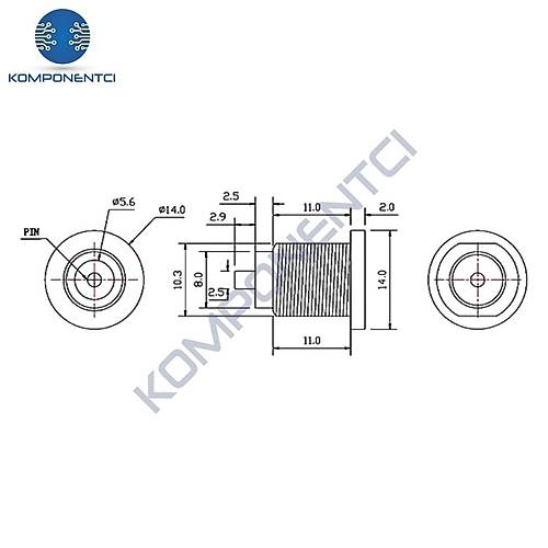 IC-258C DC Jak 2.1mm ��i Metal �12mm