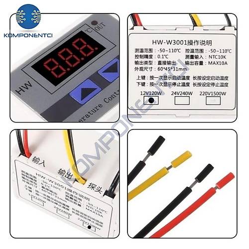 XH-W3001 12V DC Dijital Termostat 120W