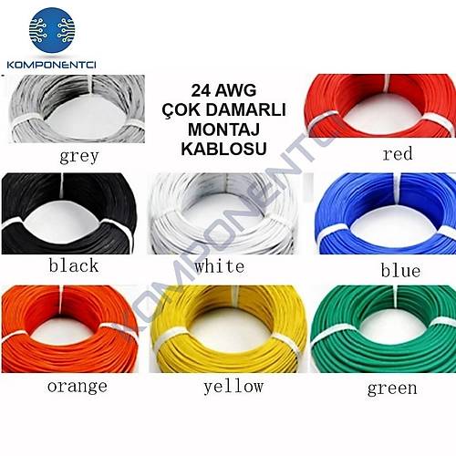 ok Damarl Montaj Kablosu 24AWG Yeil 5M