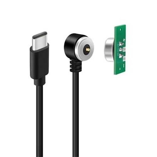 2-Pin 10mm 90C Kablolu PCB'li Pogo Pin Manyetik Konnekt�r Tak�m� - Type-C Soketli