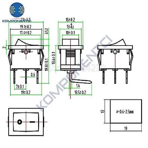 IC-121D Mini I��ks�z Anahtar ��ne Bacak 90 Derece ON-0FF 3P