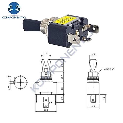 IC-151B Toggle Switch 12V 30A On-Off I��kl� ASW-07D-2