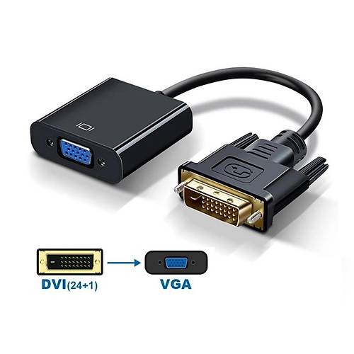 DVI-D (24+1) To Vga Aktif Dönüştürücü Adaptör Kablo Siyah DVI-D Erkek VGA Dişi