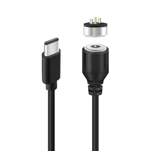2-Pin 10mm Kablolu Pogo Pin Manyetik Konnekt�r Tak�m� - Type-C Soketli