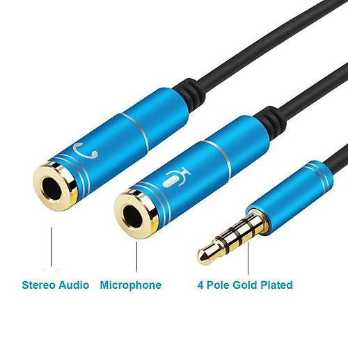 Stereo 3.5mm Kulaklk Ve Mikrofon oklayc Y Splitter Kablo